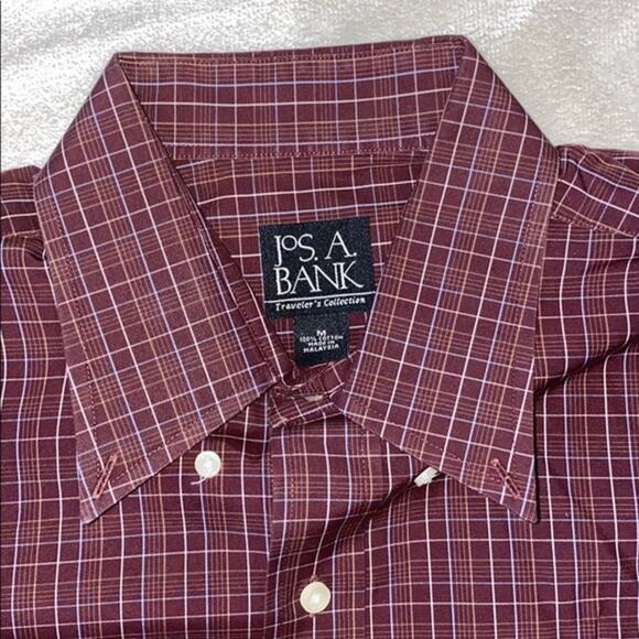 Jos. A Bank maroon plaid shirt button down shirt | Sz M - Picture 4 of 6